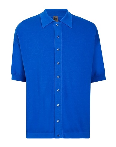 8 by YOOX Solid color shirt ORGANIC COTTON OVERSIZE KNIT S/SLEEVES SHIRT
 Bright blue 100% Organic cotton