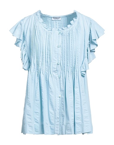 DONDUP Solid colour shirts & blouses Sky blue 100% Cotton