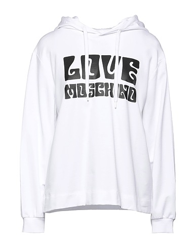 LOVE MOSCHINO Hooded track jacket  White 95% Cotton, 5% Elastane