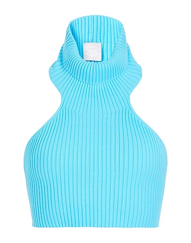 8 by YOOX Crop top VISCOSE KNIT SLEEVELESS ROLL-NECK CROP TOP
 Turchese 56% Viscosa, 44% Poliammide riciclato