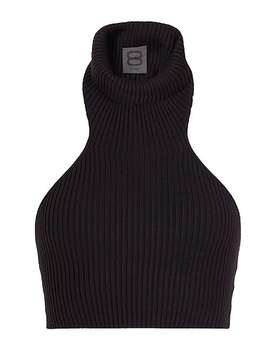 8 by YOOX Crop top VISCOSE KNIT SLEEVELESS ROLL-NECK CROP TOP
 Black 56% Viscose, 44% Recycled polyamide