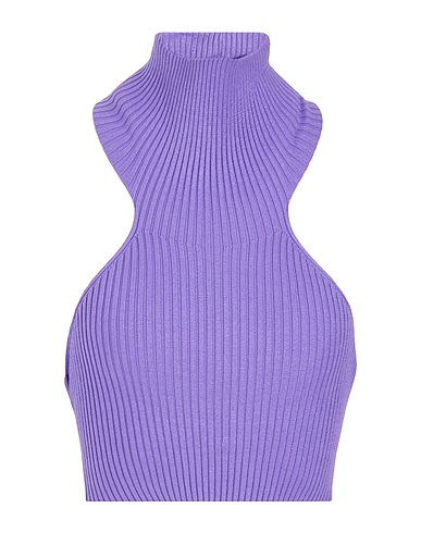 8 by YOOX Crop top VISCOSE KNIT SLEEVELESS ROLL-NECK CROP TOP
 Purple 56% Viscose, 44% Recycled polyamide