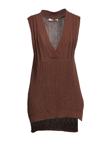 RINASCIMENTO Jumper Dark brown 50% Cotton, 50% Acrylic