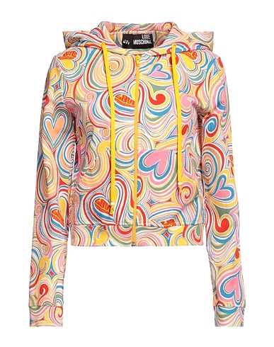 LOVE MOSCHINO Hooded sweatshirt Yellow 99% Cotton, 1% Elastane