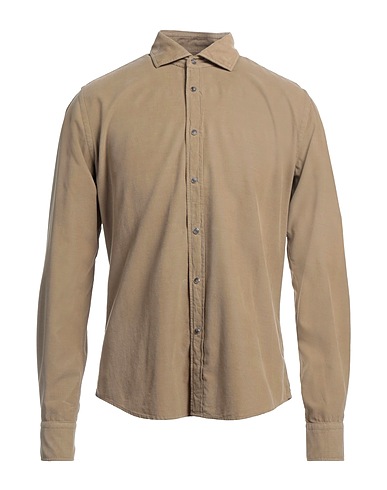 XACUS Solid colour shirt Camel 100% Cotton