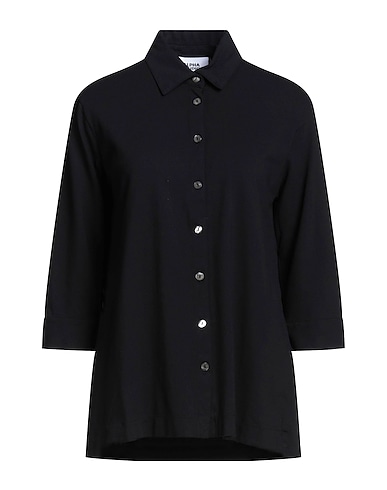 ALPHA STUDIO Solid color shirts & blouses Black 98% Cotton, 2% Elastane