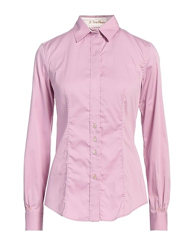 LE SARTE PETTEGOLE Solid color shirts & blouses Pink 70% Cotton, 27% Polyamide, 3% Elastane