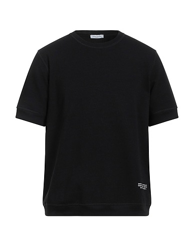 PAOLO PECORA T-shirt Black 75% Cotton, 20% Linen, 5% Elastane