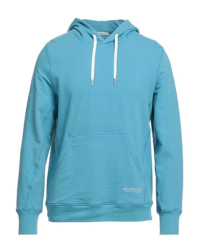 PAOLO PECORA Hooded track jacket  Pastel blue 75% Cotton, 20% Linen, 5% Elastane
