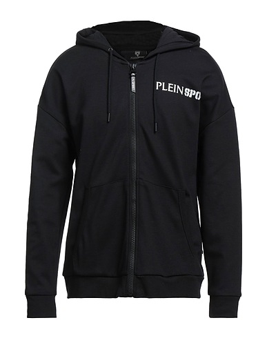 PLEIN SPORT Hooded track jacket  Black 52% Cotton, 48% Polyester
