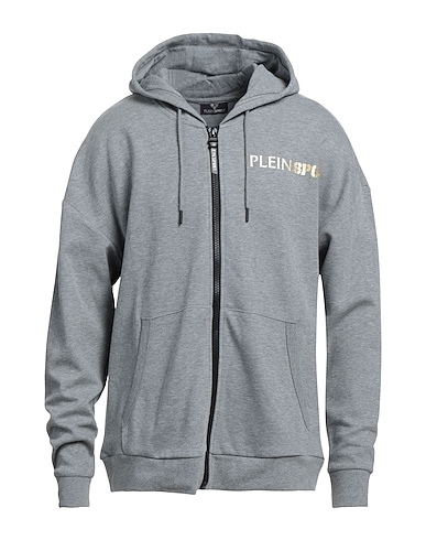 PLEIN SPORT Hooded track jacket  Grey 52% Cotton, 48% Polyester