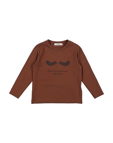 VICOLO T-shirt Marrone 93% Cotone, 7% Elastan