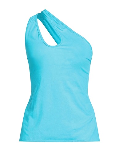 MERCI ITALIA One-shoulder top Turquoise 100% Cotton