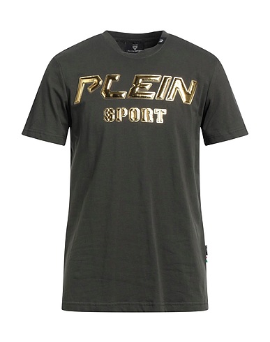 PLEIN SPORT T-shirt Military green 95% Cotton, 5% Elastane