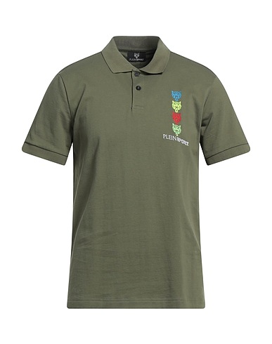 PLEIN SPORT Polo shirt Military green 90% Cotton, 10% Elastane