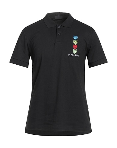 PLEIN SPORT Polo shirt Black 90% Cotton, 10% Elastane