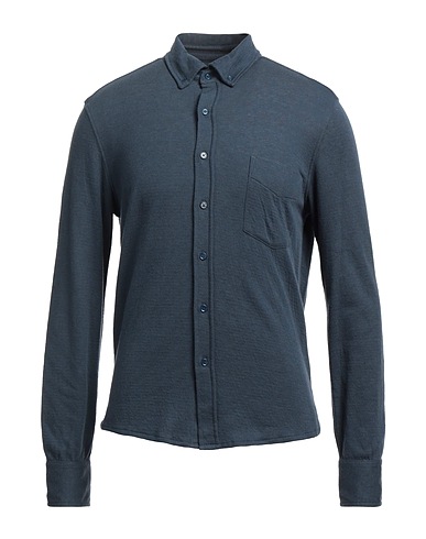 MAJESTIC FILATURES Solid colour shirt Slate blue 70% Cotton, 30% Cashmere