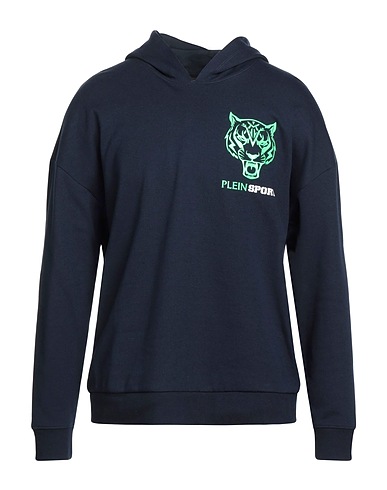 PLEIN SPORT Hooded track jacket  Midnight blue 52% Cotton, 48% Polyester