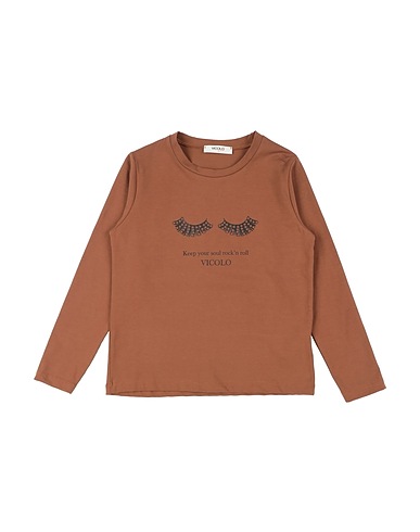 VICOLO T-shirt Marrone 93% Cotone, 7% Elastan