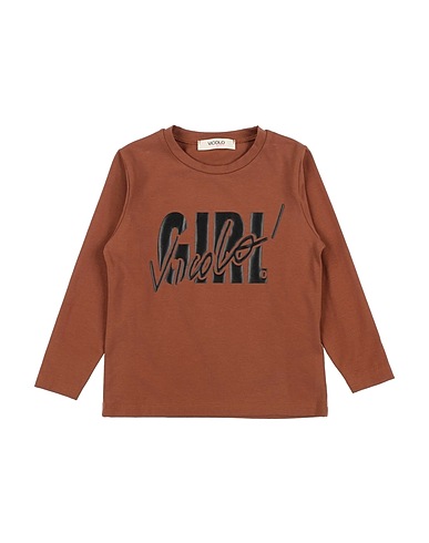 VICOLO T-shirt Marrone 93% Cotone, 7% Elastan