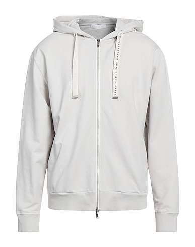 DANIELE FIESOLI Hooded sweatshirt Light grey 95% Cotton, 5% Elastane