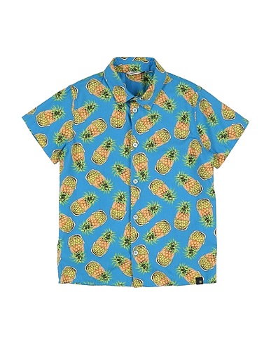MANUEL RITZ Patterned shirt Azure 100% Cotton
