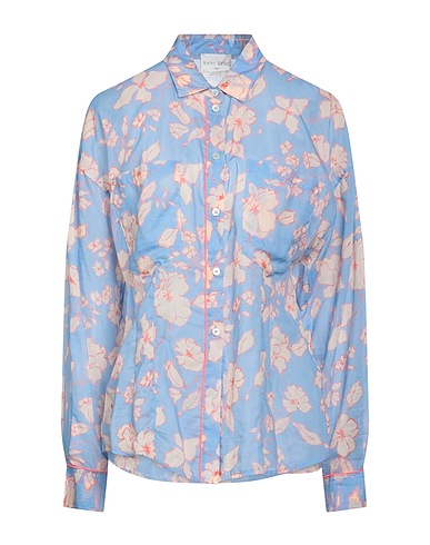 FORTE_FORTE Floral shirts & blouses Azure 73% Cotton, 27% Silk