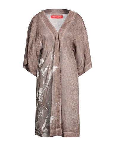 VIRGINIA BIZZI Cardigan Dark brown 51% Cotton, 49% Linen