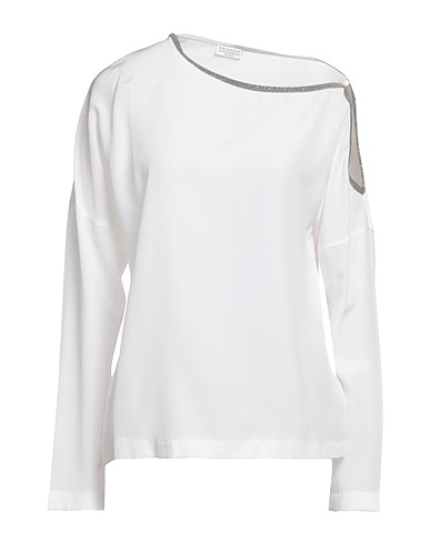 BRUNELLO CUCINELLI Top Bianco 100% Seta, Ottone