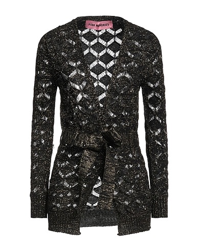 PINK MEMORIES Cardigan Black 50% Cotton, 50% Acrylic, Metallic Polyester, Polyamide