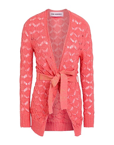 PINK MEMORIES Cardigan Salmon pink 50% Cotton, 50% Acrylic, Metallic Polyester, Polyamide