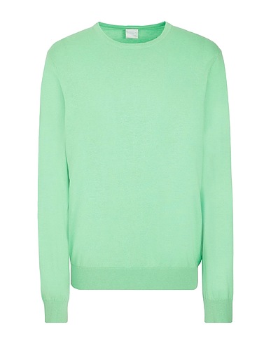 8 by YOOX Jumper COTTON-CASHMERE BLEND BASIC CREW-NECK JUMPER
 Light green 95% Organic cotton, 5% Cashmere