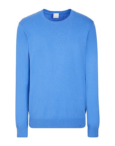 8 by YOOX Pullover COTTON-CASHMERE BLEND BASIC CREW-NECK JUMPER
 Azurblau 95% Organische Baumwolle, 5% Kaschmir