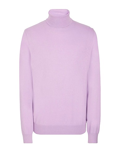 8 by YOOX Polo neck COTTON-CASHMERE BLEND BASIC ROLL-NECK
 Lilac 95% Organic cotton, 5% Cashmere