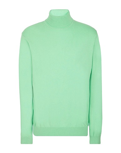 8 by YOOX Polo neck COTTON-CASHMERE BLEND BASIC ROLL-NECK
 Light green 95% Organic cotton, 5% Cashmere