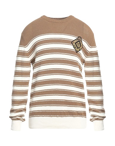 BALMAIN Pullover Khaki 35% Cotone, 33% Lana Vergine, 32% Poliammide, Elastan, Poliestere