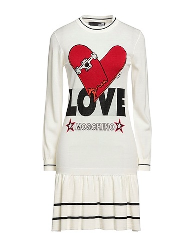 LOVE MOSCHINO Short dress Cream 50% Acrylic, 50% Wool