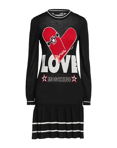LOVE MOSCHINO Short dress Black 50% Acrylic, 50% Wool