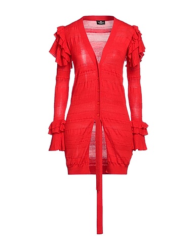 ELISABETTA FRANCHI Cardigan Red 67% Virgin Wool, 28% Silk, 4% Polyamide, 1% Elastane
