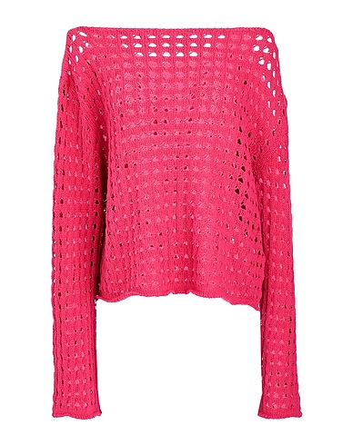 8 by YOOX Jumper COTTON KNIT CROPPED SWEATER Fuchsia 65% Recycled cotton, 35% Cotton