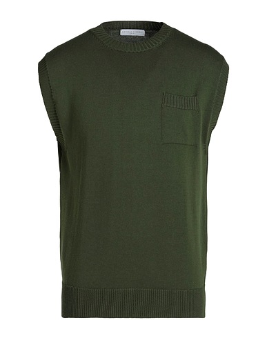 DANIELE FIESOLI Sleeveless sweater Military green 100% Cotton