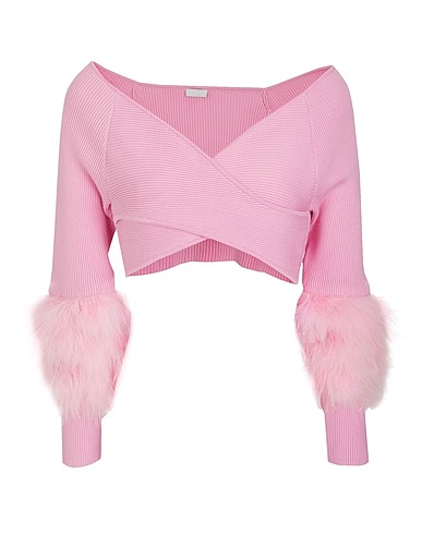 8 by YOOX Pullover KNIT BODYCON CROP TOP
 Rosa 52% Viskose, 28% Recyceltes Polyester, 20% Recyceltes Polyamid