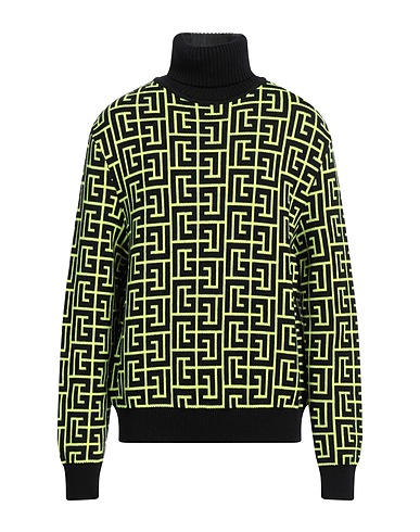 BALMAIN Polo neck Lime green 100% Merino Wool