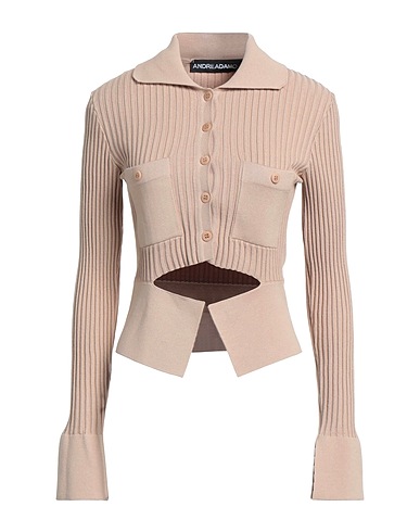 ANDREĀDAMO Cardigan Beige 80% Viscose, 10% Polyester, 9% Polyamide, 1% Elastane