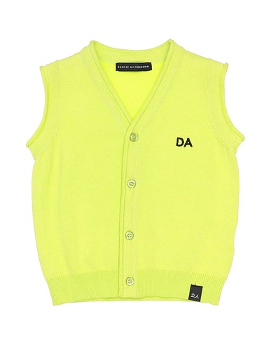 DANIELE ALESSANDRINI Cardigan Lime green 97% Cotton, 3% Elastane