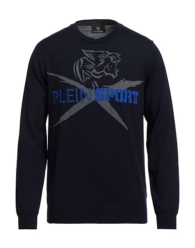 PLEIN SPORT Pullover Blu notte 100% Lana Merino
