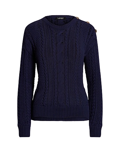 LAUREN RALPH LAUREN Jumper ARAN-KNIT COTTON SWEATER
 Midnight blue 100% Cotton