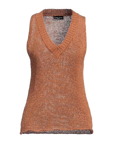 ROBERTO COLLINA Sleeveless sweater Brown 66% Cotton, 34% Polyamide