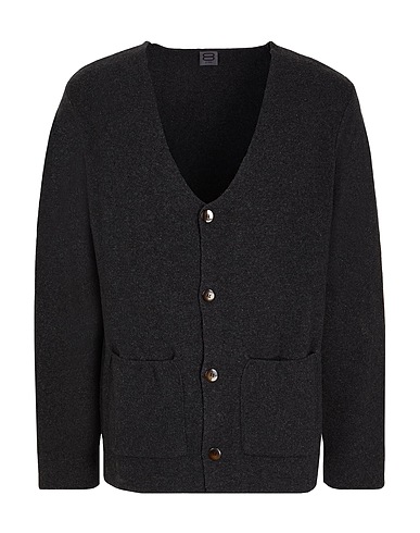 8 by YOOX Cardigan WOOL BLEND PLAIN KNIT REGULAR FIT CARDIGAN
 Charcoal 30% Lyocell, 30% Recycled wool, 30% Recycled polyamide, 10% Recycled cashmere