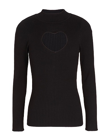 8 by YOOX Polo neck HEART SHAPED CUT-OUT CREWNECK
 Black 72% Viscose, 28% Recycled polyamide